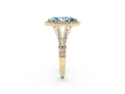 Marquise Split Shank Halo Engagement Ring Setting for a Fancy Blue Lab-Grown Diamond | Yellow Gold