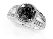 Round Halo Engagement Ring Setting for a Black Center | Two-Row Pavé Split Shank | Sterling Silver