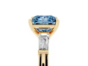 Princess Cut Baguette Engagement Ring Setting for a Fancy Blue Lab-Grown Diamond | Yellow Gold