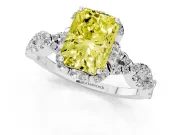 Radiant Cut Milgrain Halo Engagement Ring Setting for a Fancy Yellow Lab-Grown Diamond | Graduated Shoulders | Platinum