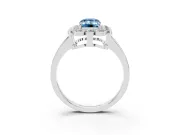 Emerald Cut Cluster Halo Engagement Ring Setting for a Fancy Blue Lab-Grown Diamond | Sterling Silver