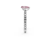 Fancy Pink Pear Cut Diamond Pavé Band Solitaire Set in Platinum with Prong Setting