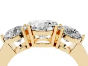 Round Three Stone Engagement Ring Setting | Large Round Side Stones | Yellow Gold