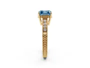 Asscher Cut Engraved Engagement Ring Setting for a Fancy Blue Lab-Grown Diamond | Yellow Gold