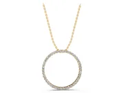 Round Lab-Grown Diamond Thin Eternity Circle Pendant Necklace | Shared Prongs | Yellow Gold