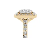 Asscher Cut Pavé Halo Engagement Ring Setting | Yellow Gold
