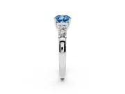 Fancy Blue Cushion Cut Diamond Five-Stone Prong Set Engagement Ring Set in Silver with Channel Band