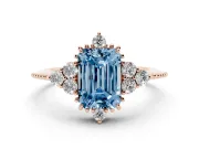 Emerald Cut Cluster Engagement Ring Setting for a Fancy Blue Lab-Grown Diamond | Rose Gold