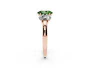 Oval Three Stone Engagement Ring Setting for a Fancy Green Lab-Grown Diamond | Matching Side Stones | Rose Gold