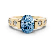Oval Tension Style Engagement Ring Setting for a Fancy Blue Lab-Grown Diamond | Yellow Gold