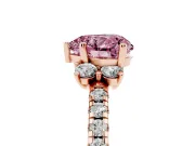Heart-Shaped Side Stone Engagement Ring Setting for a Fancy Pink Lab-Grown Diamond | Pave Band | Rose Gold