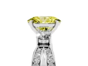 Fancy Yellow Three-Stone Oval Cut Diamond Twist Band Ring Set in Silver with Pavé Accents and Prong Setting