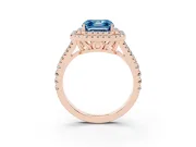 Asscher Cut Halo Engagement Ring Setting for a Fancy Blue Lab-Grown Diamond | Rose Gold - Design NV-24799
