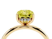 Radiant Cut Hidden Halo Engagement Ring Setting for a Fancy Yellow Lab-Grown Diamond | Plain Band | Yellow Gold