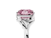 Princess Cut Leaf Bypass Solitaire Engagement Ring Setting for a Fancy Pink Lab-Grown Diamond | Polished Band | Platinum