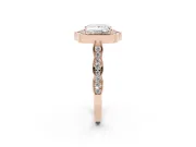 Princess Cut Vintage Scalloped Halo Engagement Ring Setting | Pave Band | Rose Gold