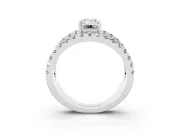Emerald Cut Wide Open Split Shank Engagement Ring Setting | Pavé Strands | Sterling Silver