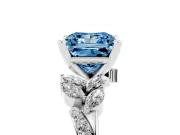 Princess Cut Floral Engagement Ring Setting for a Fancy Blue Lab-Grown Diamond | Platinum