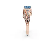 Fancy Blue Princess Cut Diamond Solitaire Ring Set in Rose gold with Layered Twist Pavé Band