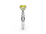 Asscher Cut Pavé Solitaire Engagement Ring Setting for a Fancy Yellow Lab-Grown Diamond | Multi-Row Shoulders | Platinum