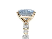 Radiant Cut Pavé Engagement Ring Setting for a Fancy Blue Lab-Grown Diamond | Alternating Accents | Yellow Gold