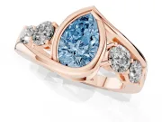 Pear-Shaped Bezel Bypass Engagement Ring Setting for a Fancy Blue Lab-Grown Diamond | Rose Gold