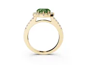Heart-Shaped Halo Engagement Ring Setting for a Fancy Green Lab-Grown Diamond | Single Row Pavé Band | Yellow Gold