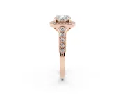 Cushion Cut Milgrain Halo Engagement Ring Setting | Graduated Bezel Accents | Rose Gold
