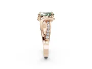Oval Bypass Solitaire Engagement Ring Setting for a Fancy Green Lab-Grown Diamond | Pavé and Plain Strands | Rose Gold