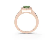 Oval Halo Engagement Ring Setting for a Fancy Green Lab-Grown Diamond | Single Row Pavé Band | Rose Gold