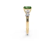 Radiant Cut Five Stone Engagement Ring Setting for a Fancy Green Lab-Grown Diamond | Prong Set Side Stones | Yellow Gold