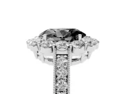 Oval Vintage Halo Engagement Ring Setting for a Black Center | Sterling Silver
