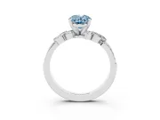 Oval Floral Engagement Ring Setting for a Fancy Blue Lab-Grown Diamond | Sterling Silver
