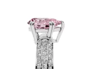 Pear-Shaped Three Row Pave Engagement Ring Setting for a Fancy Pink Lab-Grown Diamond | Double Claws | Sterling Silver