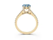 Heart-Shaped Hidden Halo Pave Engagement Ring Setting for a Fancy Blue Lab-Grown Diamond | Claw Prongs | Yellow Gold
