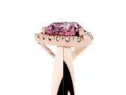 Heart-Shaped Halo Engagement Ring Setting for a Fancy Pink Lab-Grown Diamond | Square Profile Band | Rose Gold