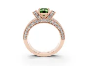 Emerald Cut Vintage Pave Engagement Ring Setting for a Fancy Green Lab-Grown Diamond | Milgrain Edges | Rose Gold