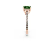 Asscher Cut Hidden Halo Pave Engagement Ring Setting for a Fancy Green Lab-Grown Diamond | Claw Prongs | Rose Gold