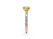 Radiant Cut Shared Prong Engagement Ring Setting for a Fancy Yellow Lab-Grown Diamond | Rose Gold