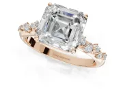 Asscher Cut Solitaire Engagement Ring Setting | Graduated Scattered Accents | Rose Gold