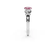 Round Three Stone Engagement Ring Setting for a Fancy Pink Lab-Grown Diamond | Large Round Side Stones | Platinum