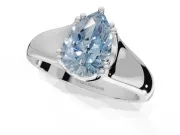 Pear-Shaped Double Claw Solitaire Engagement Ring Setting for a Fancy Blue Lab-Grown Diamond | Sterling Silver