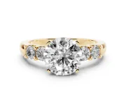 Round Five Stone Engagement Ring Setting | Prong-Set Side Stones | Yellow Gold