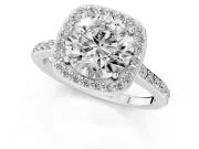 Round Pavé Halo Engagement Ring Setting | White Gold