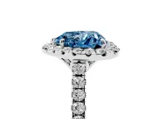 Heart-Shaped Raised Halo Engagement Ring Setting for a Fancy Blue Lab-Grown Diamond | Pave Band | Sterling Silver