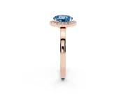 Round Thin Halo Engagement Ring Setting for a Fancy Blue Lab-Grown Diamond | Plain Band | Rose Gold