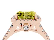 Asscher Cut Accented Halo Engagement Ring Setting for a Fancy Yellow Lab-Grown Diamond | Rose Gold
