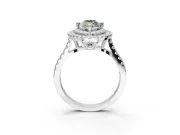 Fancy Green Marquise Lab-Grown Diamond Double Halo Statement Ring Set in Platinum with Pavé Band