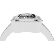 Radiant Cut Milgrain Halo Engagement Ring Setting for a Black Center | Pavé Band | Sterling Silver