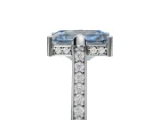 Emerald Cut Vintage Cathedral Engagement Ring Setting for a Fancy Blue Lab-Grown Diamond | Carved Band | Platinum
